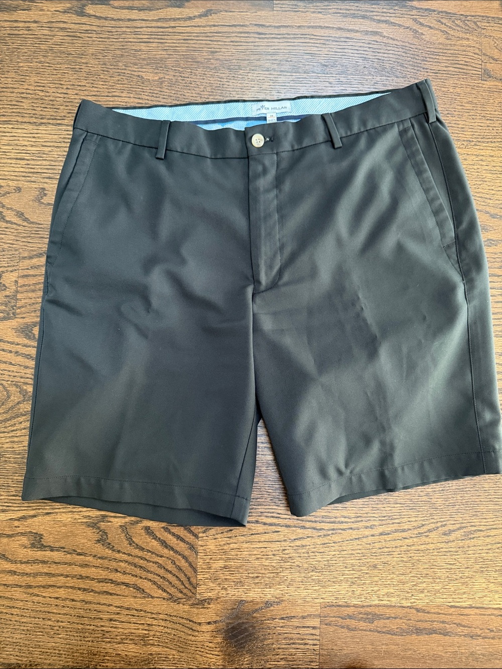 Peter Millar Black Flat-Front Performance Shorts